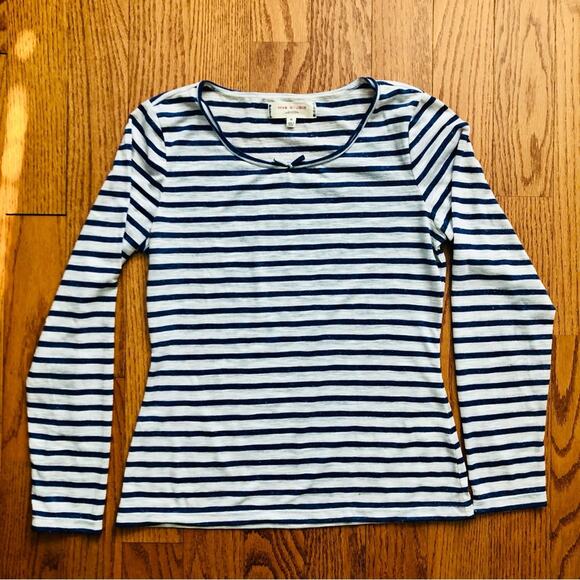 Max Studio London Striped Blue and White Long Sleeves Top Women’s Size M - Picture 11 of 11